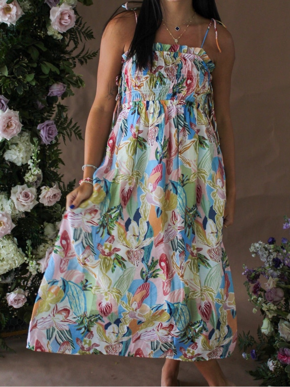 THML Destiny Floral Maxi Dress, Size Medium